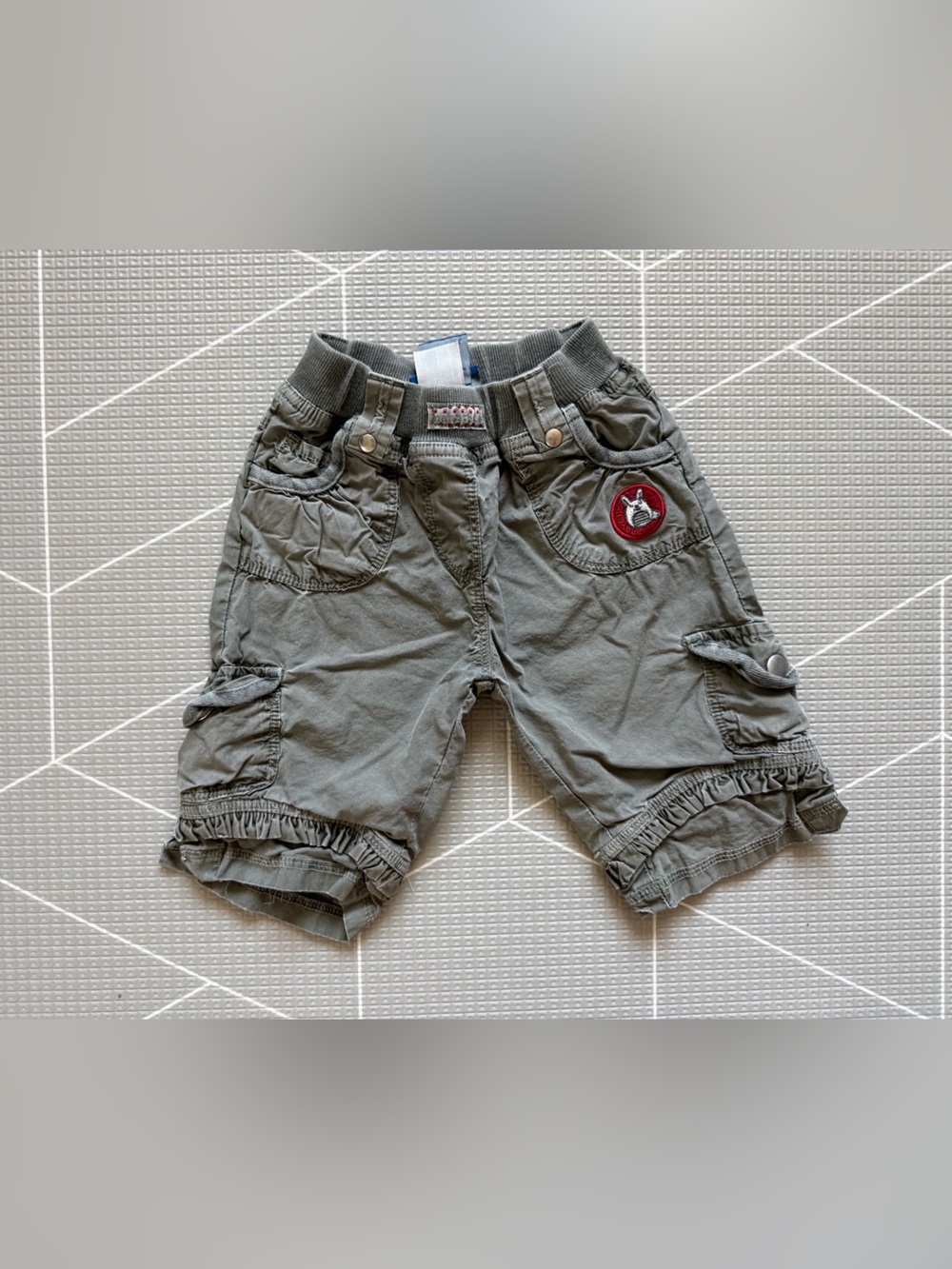 Naartjie|Vintage baby girl pants,olive gray cargo wide leg style in cotton•Boho